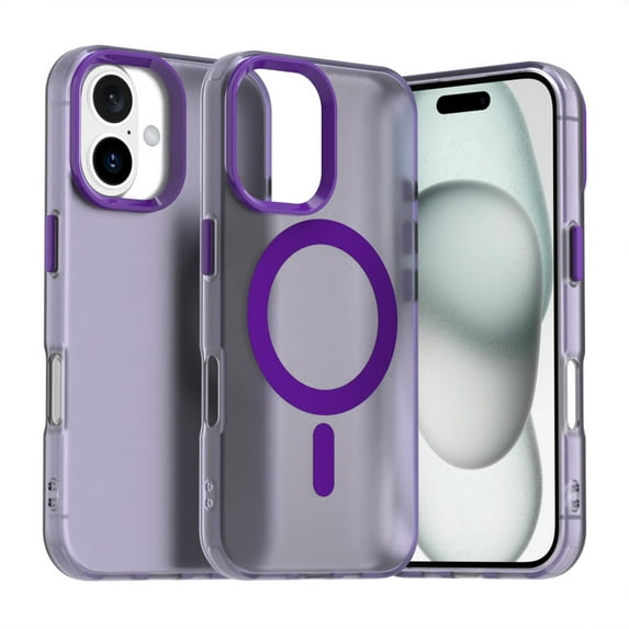 Candy Color Translucent Phone Case for iPhone 16 Plus, Compatible with MagSafe - Ultra Slim Lightweight Shockproof Protective Anti-Yellow Phone Cover Designed for iPhone 16 Plus, Purple
