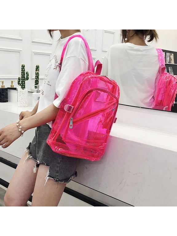 Candy Color Transparent Backpack - PVC Jelly Schoolbag for Students, Fluorescent Spring Summer Bag, Waterproof Lightweight Daypack, 40x28x15cm