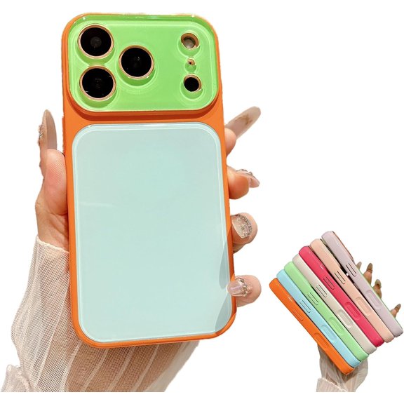 Candy-Colored Color Block Phone Case for iPhone 14 15 16 17 Pro Max, Full Lens Coverage Shockproof Protective Cell Phone Cover