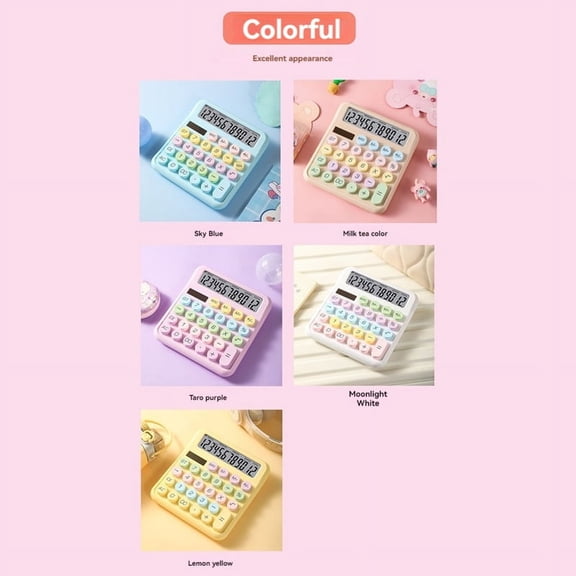 Candy-Colored Desktop Calculator for Office & School, Student Stationery, Ideal for Calculations C