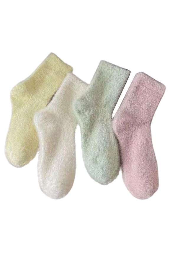Candy Colored Fluffy Socks Winter Warm Fleece Socks Calf Coral Fleece for Winter Comfort