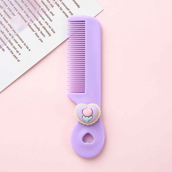 Candy Colored Mini Comb 11.5cm Cute Circular Bristles Soft Scalp Safe Easy Carry Heart Design Kids Hair Styling Tool for Home Car Wallet Bathroom Bedroom
