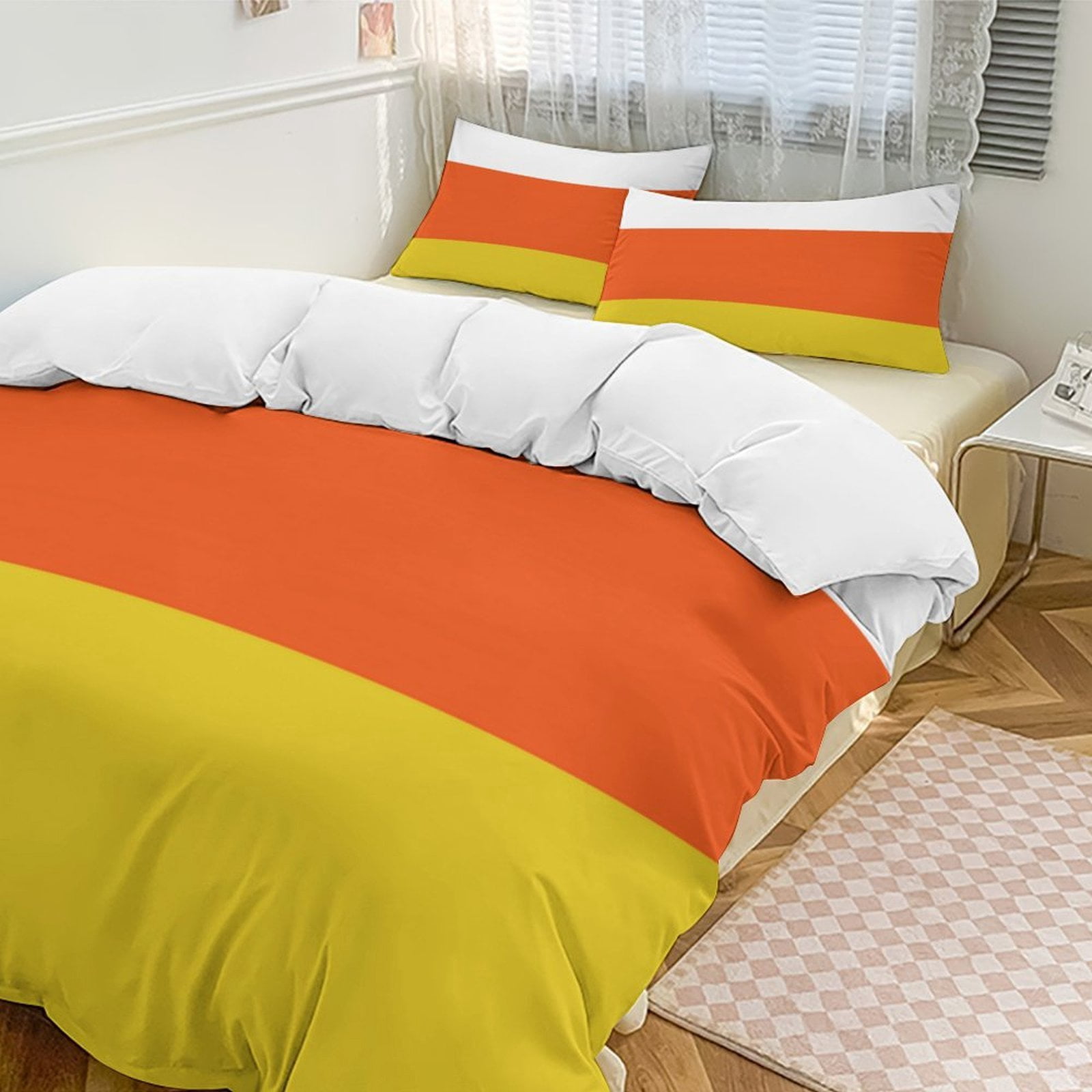 Candy Corn Costume Set Duvet Cover Themed Multicolor Polyester Bedding Set Duvet Cover for Twin Size
