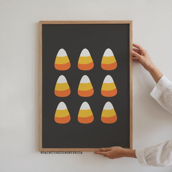 Candy Corn Cute Fall Decor, Unframed Canvas Size 16x24