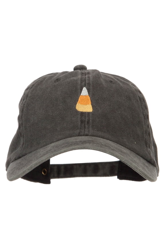 Candy Corn Embroidered Unstructured Cotton Cap - Black OSFM