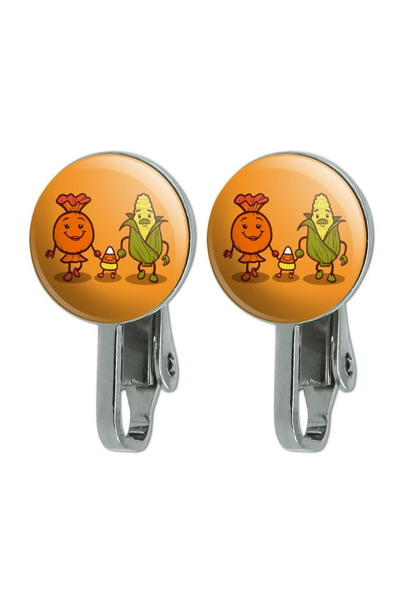 Candy Corn Family Halloween Novelty Clip-On Stud Earrings