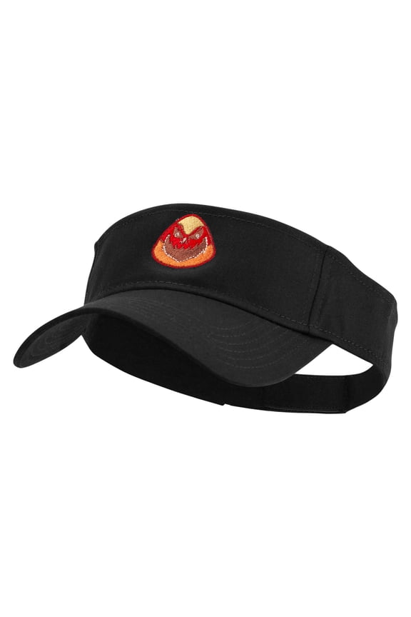 Candy Corn Monster Embroidered Cotton Twill Sun Visor - Black OSFM