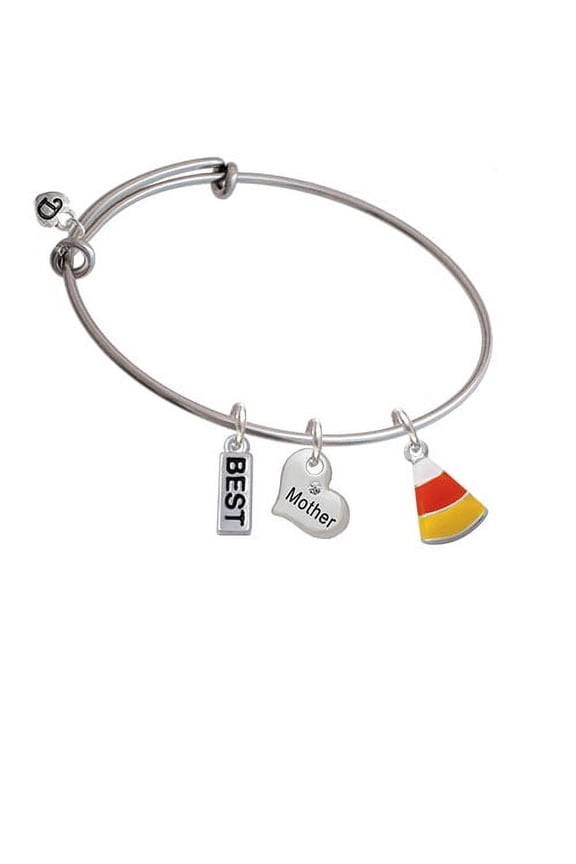 Candy Corn Mother Heart Expandable Bangle Bracelet