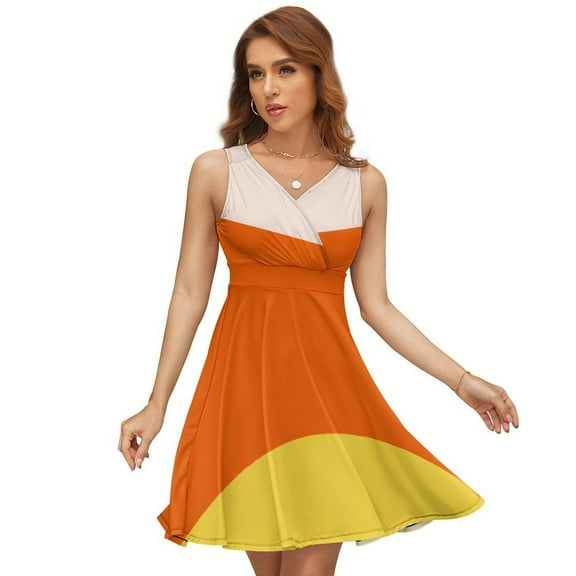 Candy Corn Pattern Dress Summer Street Style Dresses Female Sleeveless Printed Sundress
