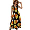 thumbnail image 1 of Candy Corn Pattern Halloween Dress Fashion Boho Beach Long Dresses Female Party Printed Maxi Dress, 1 of 9