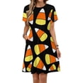 thumbnail image 1 of Candy Corn Pattern Halloween Dress Summer Street Style Dresses Female Short Sleeve Printed Sundress, 1 of 7