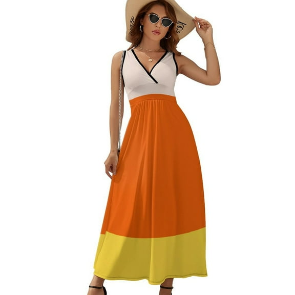 Candy Corn Pattern Sleeveless Dress Summer Women Clothes Dress for Pregnant Women Dresses