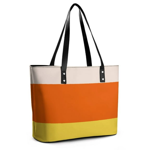 Candy Corn Pattern Woman Leather Handbags Large Tote Bag Fashion Portable Handbags With Zipper
