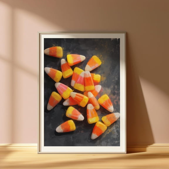 Candy Corn Print: Retro Fall Kitchen Decor, Unframed Canvas Size 24x36