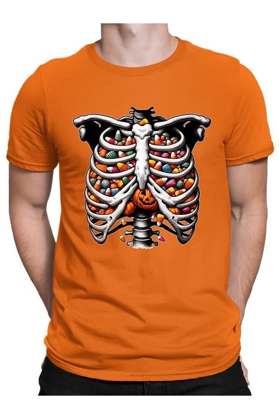 Candy Corn Skeleton Ribcage Halloween Graphic - Men's T-shirt
