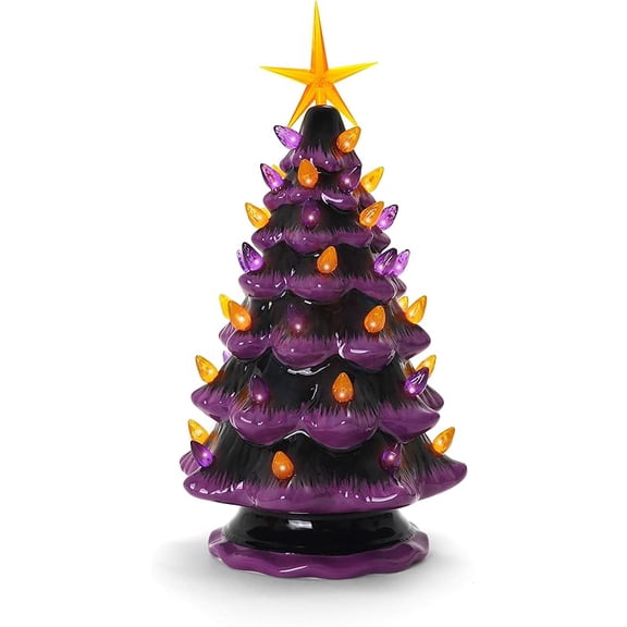 Candy Corn Tree - Ceramic Halloween Table and Shelf Decor - Tabletop Christmas Tree