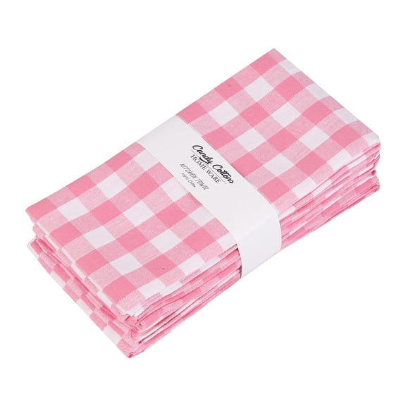 Candy Cottons Towels Pink Classic Dish Towels Dishcloths Set Rags|Gingham Checks Pantry Drying Hand Towels Reusable Cotton 18x28 Inch Towel Spring Decorative Set of 6