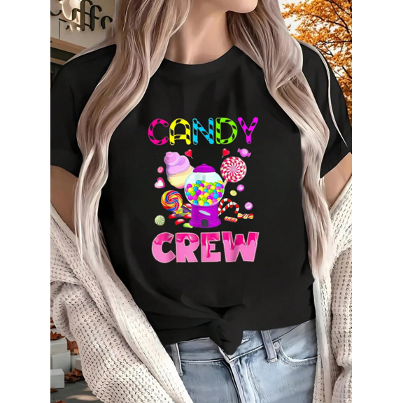 Candy Crew Holiday Quote Colorful Sweet Fun Celebration Graphic Unisex T-Shirt, up to size 5XL