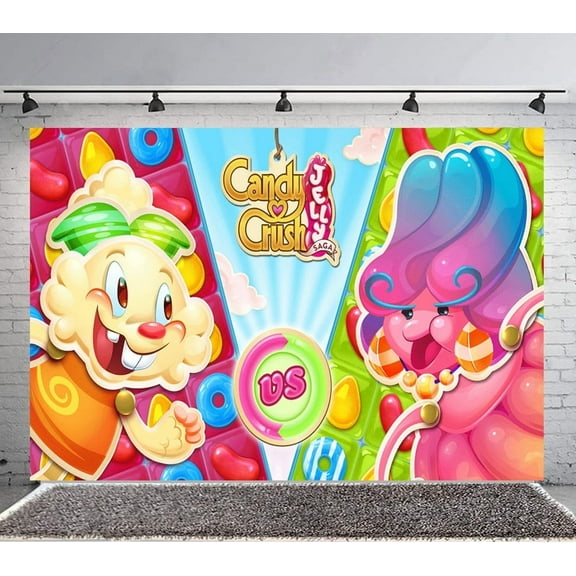 Candy Crush Saga Backdrop Banner Party Supplies Poster Movie Theme Background for Photography Birthday Decorations