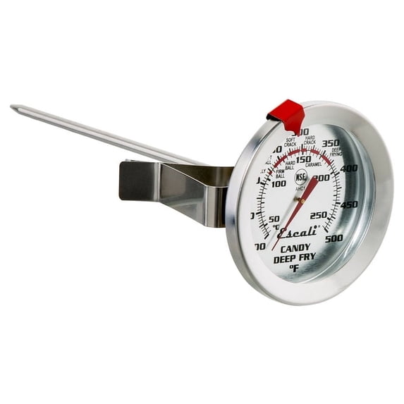 Escali AHC1 Stainless Steel Deep Frying and Candy Thermometer with Pot Clip, 5-Inch Probe with Candy Temperature Zones, NSF Certified
