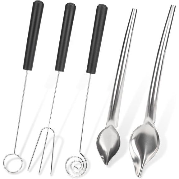 Candy Dipping Tools Set, 3 Pcs Stainless Steel Chocolate Dipping Forks, 2 Pcs Spiral Candy Making Spoons, Chocolate Making Kit for Baking Decor DIY Chocolate