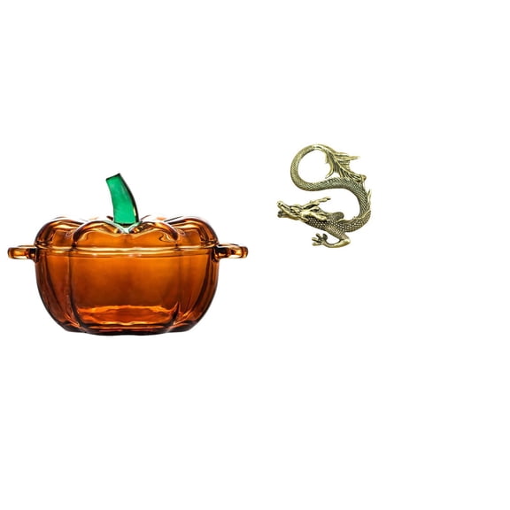 Candy Dish Glass Jar Brass Ornament Pumpkin Bowl Unique Glass Construction for Bedroom Living Room
