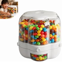 Candy Dispenser 360° Rotating with 6 Compartments, Airtight Food Storage Container with Lid, One-Click Dispensing, Durable Candy Storage Box for Snacks Cereals Beans Kitchen Counter Organizer(Small)