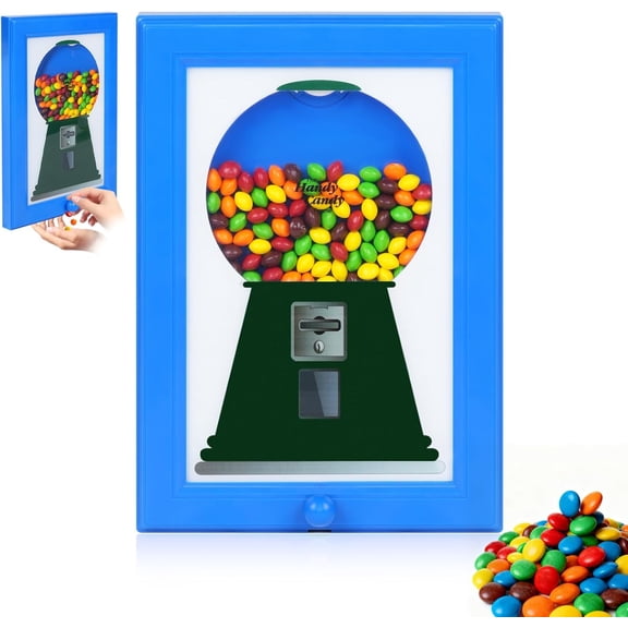 Candy Dispenser Picture Frame 11.8x8.2 Inch, Wall Mounted Gumball Machine Style Dispenser for Candies, Nuts, Snacks, Birthday Christmas Gift