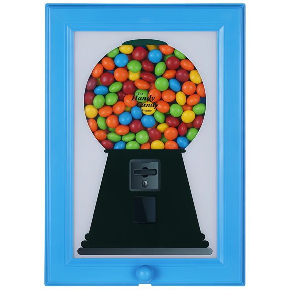 Candy Dispenser Picture Frame, Candy Machine Dispenser, Blue Gumball Machine, Wall Mounted Hanging Photo Frame for Young Ones & Pets, 11.8 x 8.3 x 1.2 in
