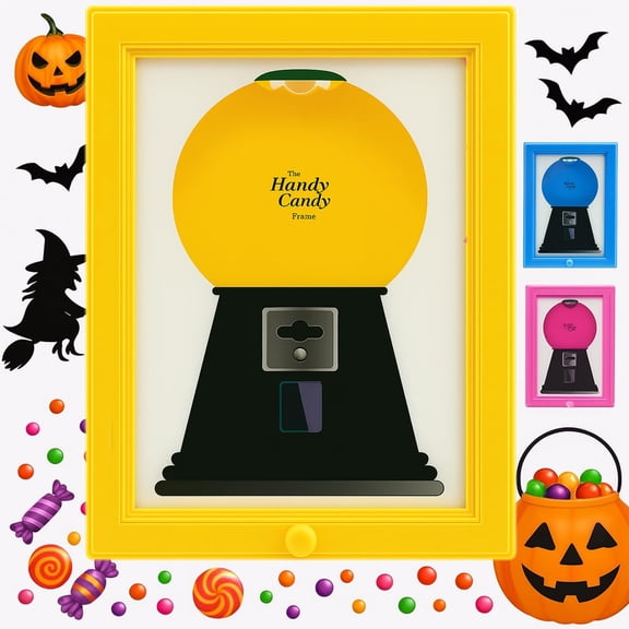 Candy Dispenser Picture Frame, Gumball Machine Photo Frame for Candy Storage & Display, Decorative Candy Server for Home, Kitchen, Gift (Blue)