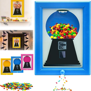 Candy Dispenser Picture Frame, Handy Wall Candy Frame, Wall Mounted Candy Dispenser For Candies, Nuts, Dog & Cat Treats, Suitable for Birthday & Holiday Gifts Blue