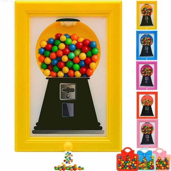Candy Dispenser Picture Frame Wall Gumball Machine 2-in-1 Candy Dispenser Picture Hanging Frame Wall Mounted with 3 Mini Bags, Perfect for Holidays & Special Occasions