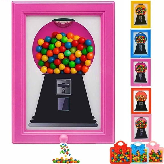 Candy Dispenser Picture Frame Wall Gumball Machine 2-in-1 Candy Dispenser Picture Hanging Frame Wall Mounted with 3 Mini Bags, for Holidays & Special Occasions