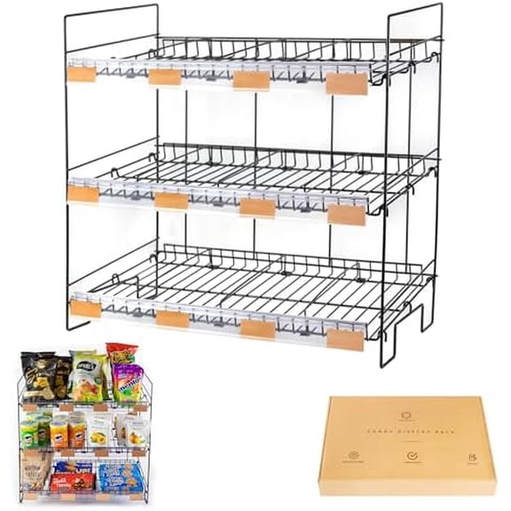 Candy Display Rack | Candy Organizer | Snack Organizer For Countertop | Display Snack Rack | Snack Shelf And Chip Rack For Stores | Snack Display For Counter | Snack Stand For Stores, Office