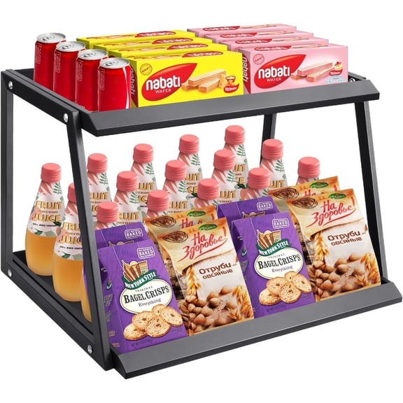 Candy Display Rack, Upgraded Metal Snack Display for Counter, 2 Tier Snack Organizer