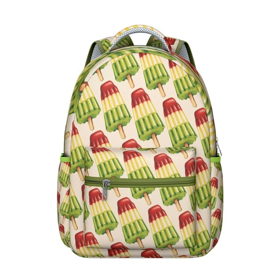 Candy Donut Ice Cream Students Backpack Cute Summer Food Pattern School Bag with Watercolor Vintage Design, Lightweight and Adjustable Strap
