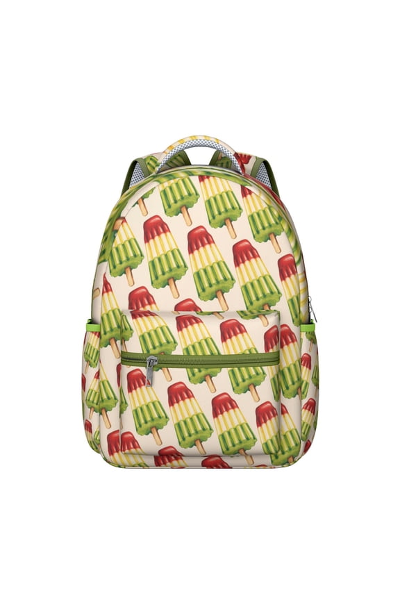 Candy Donut Ice Cream Students Backpack Cute Summer Food Pattern School Bag with Watercolor Vintage Design, Lightweight and Adjustable Strap