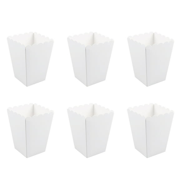 ToyKAKA 50Pcs Popcorn Party Favors Boxes White Treat Box for Wedding Birthday Decorations