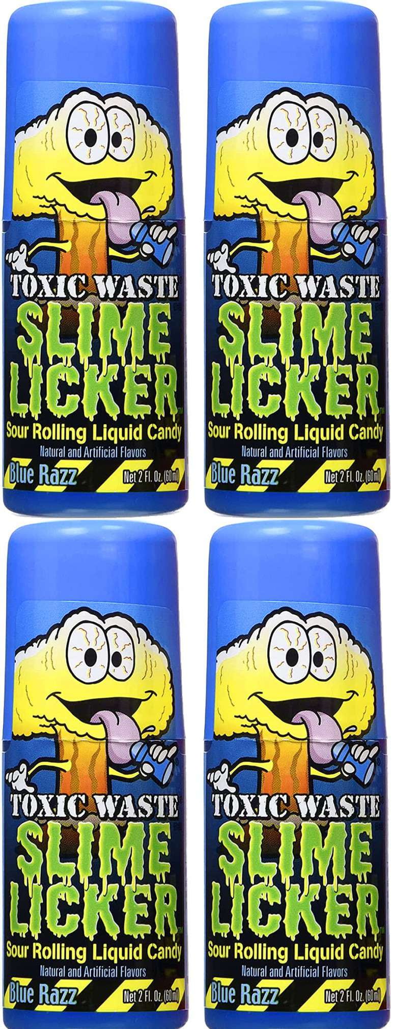 Candy Dynamics Slime Licker BLUE RAZZ LOT of 4 Sour Rolling Liquid Candyies  