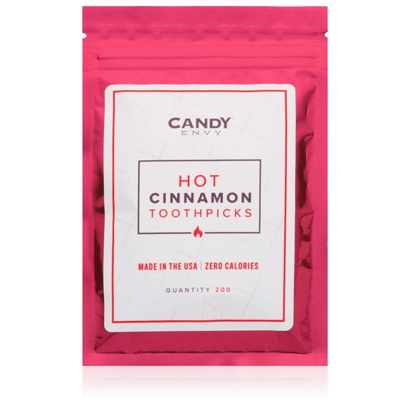 Candy Envy 200 Ct. Cinnamon Flavored Toothpicks - Hot Cinnamon Flavor Infused Birchwood Toothpicks
