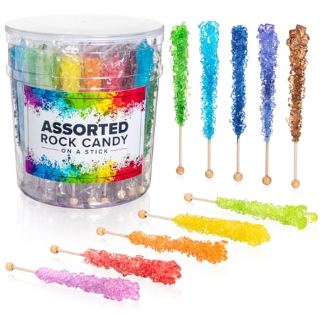 Candy Envy Rock Candy Sticks Assorted Flavors 36 Count