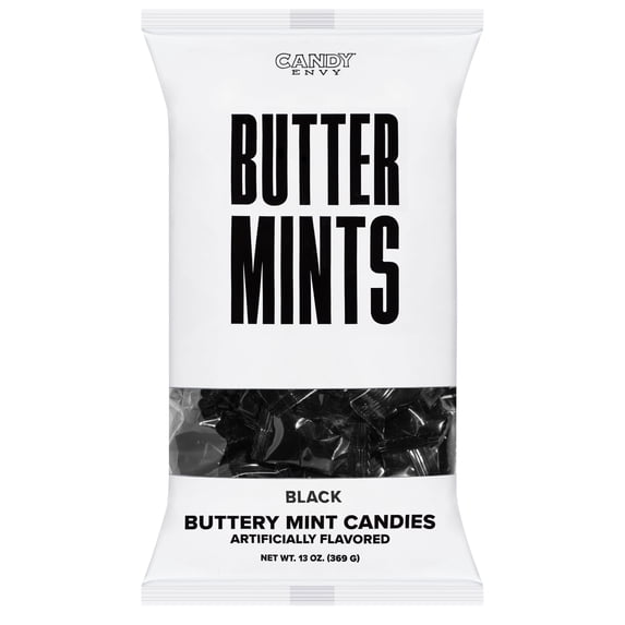 Candy Envy Black Buttermints, 13 oz. Bag, Individually-Wrapped Mints