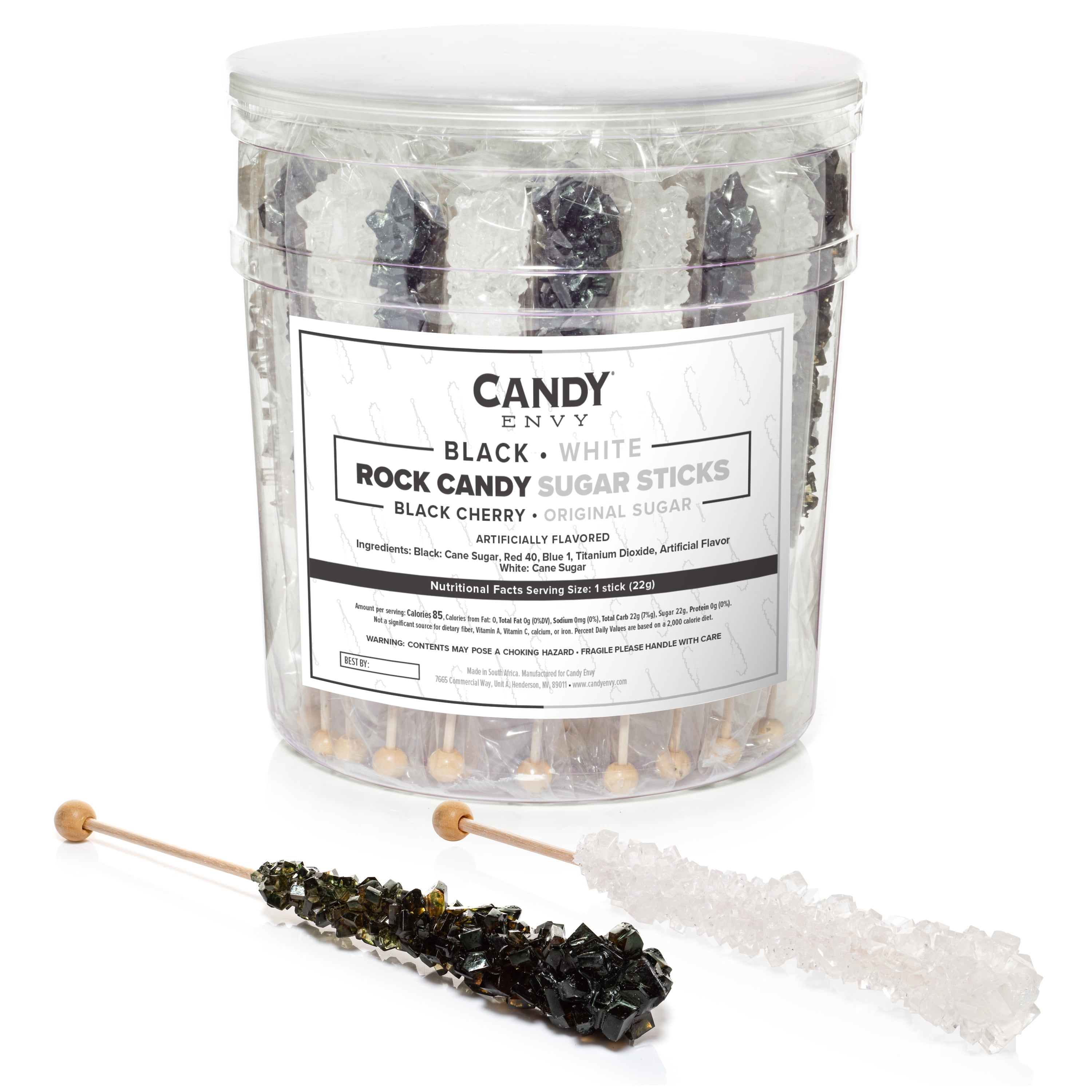 Candy Envy Black and White Rock Candy Sugar Stick, 36 Ct, Individually ...