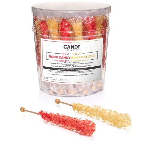 Candy Envy Gold & Red Rock Candy Sugar Sticks, 36 Count, Indiv. Wrapped