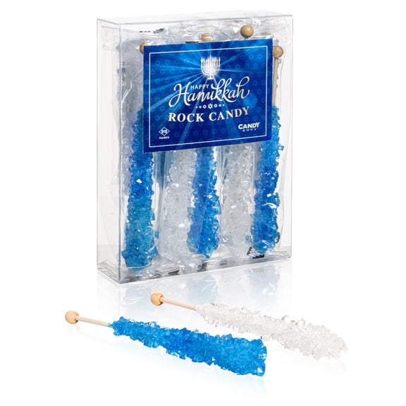 Candy Envy Hannukah Rock Candy, Navy Blue and White, 10 Ct. Indiv. Wrapped