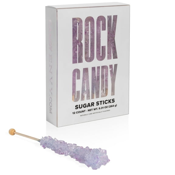 Candy Envy Iridescent Lavender Rock Candy Tutti Frutti Flavor 12 Ct Indv Wrap