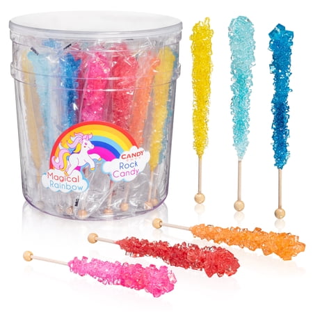 Candy Envy Magic Rainbow Rock Candy, Assorted Flavors, 36 Ct, Indiv Wrapped