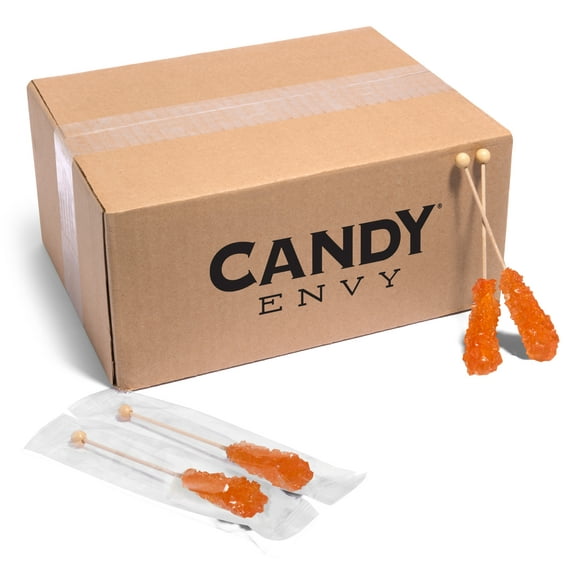 Candy Envy Orange Cafe Sugar Sticks, 100 Individually-Wrapped Sugar Sticks
