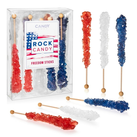 Candy Envy Patriotic USA Rock Candy, Red White and Navy Blue, 10 Count