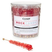 Candy Envy Red Rock Candy Sugar Stick, Strawberry Flavored, 36 Count Individually Wrapped